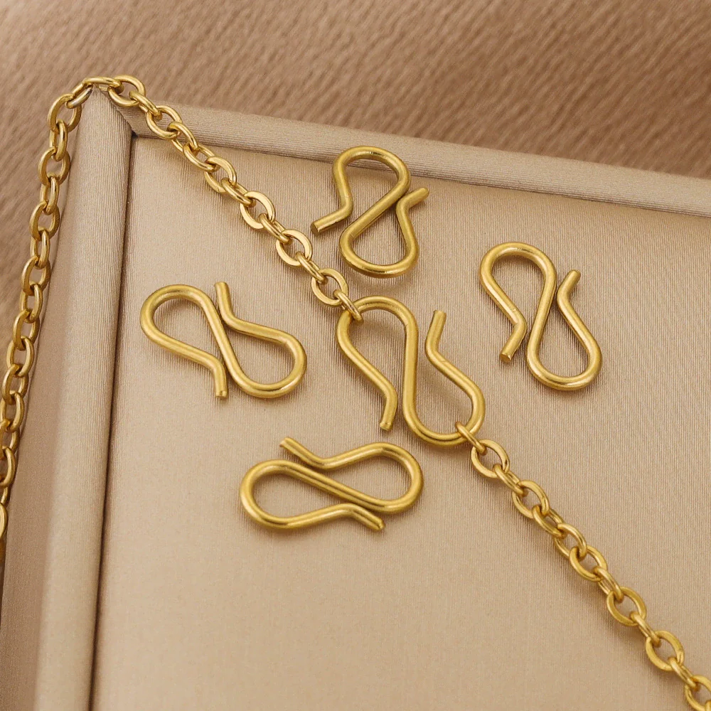 Stainless Steel Gold Plated Sshaped Fish Pattern Buckle Hook Jewelry Making Bracelet Necklace Connector - Image 2