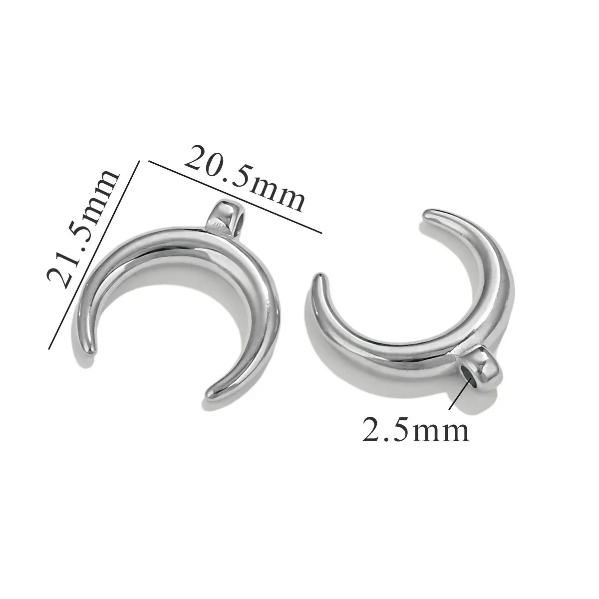 Stainless Steel Gold Polished Moon Pendant Necklace Jewelry Accessories - Image 8