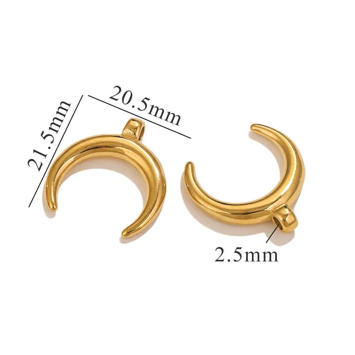 Stainless Steel Gold Polished Moon Pendant Necklace Jewelry Accessories - Image 9
