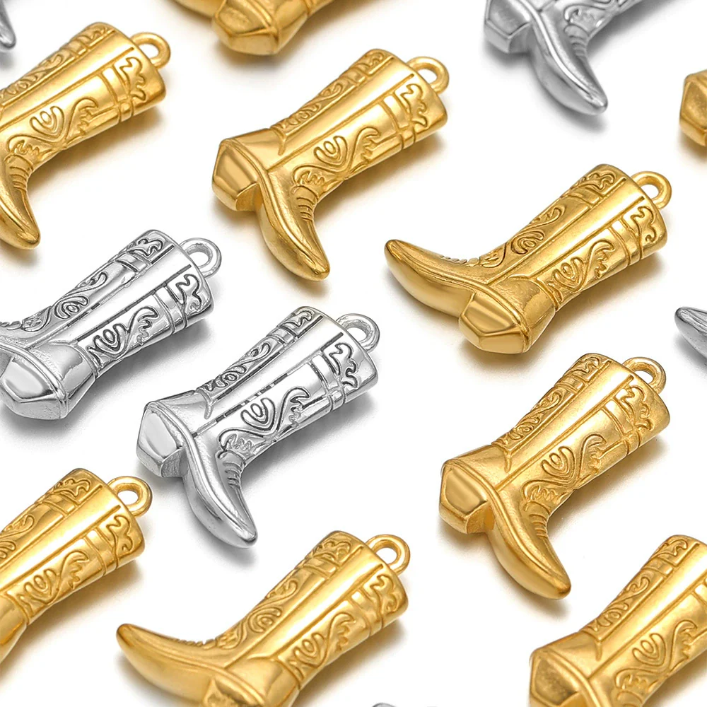 Stainless Steel Goldplated Cast Shoes Pendant For Necklace And Bracelet Accessories