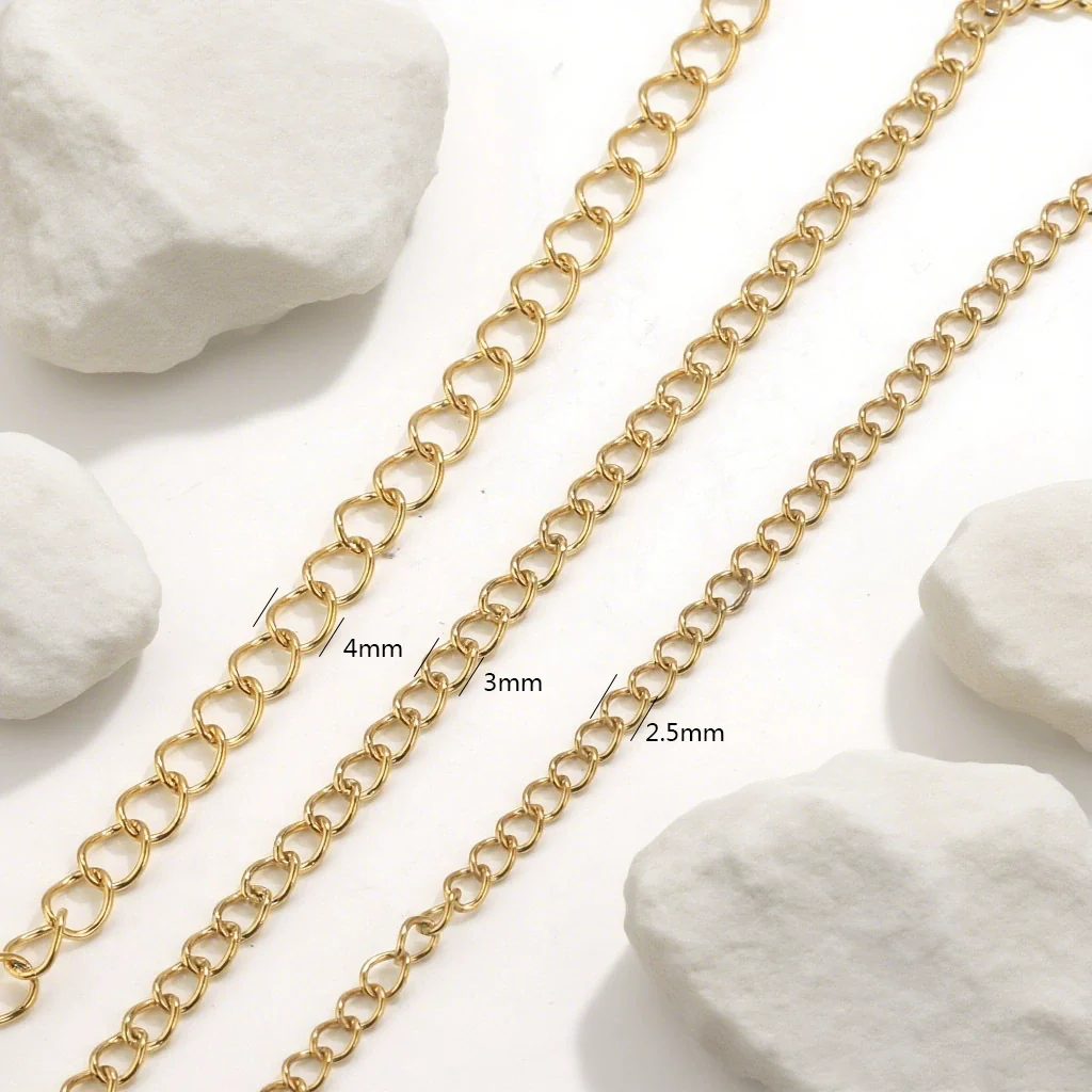 Stainless Steel Goldplated Colorpreserving Flat Oshaped Chain For Necklace Bracelet Diy Accessories - Image 3