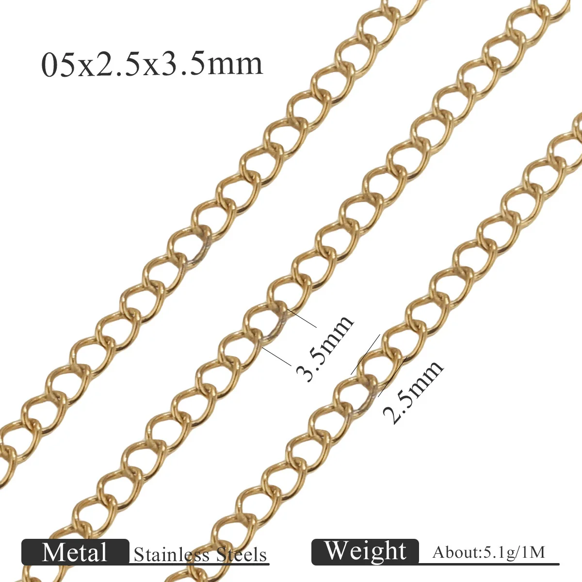 Stainless Steel Goldplated Colorpreserving Flat Oshaped Chain For Necklace Bracelet Diy Accessories - Image 7