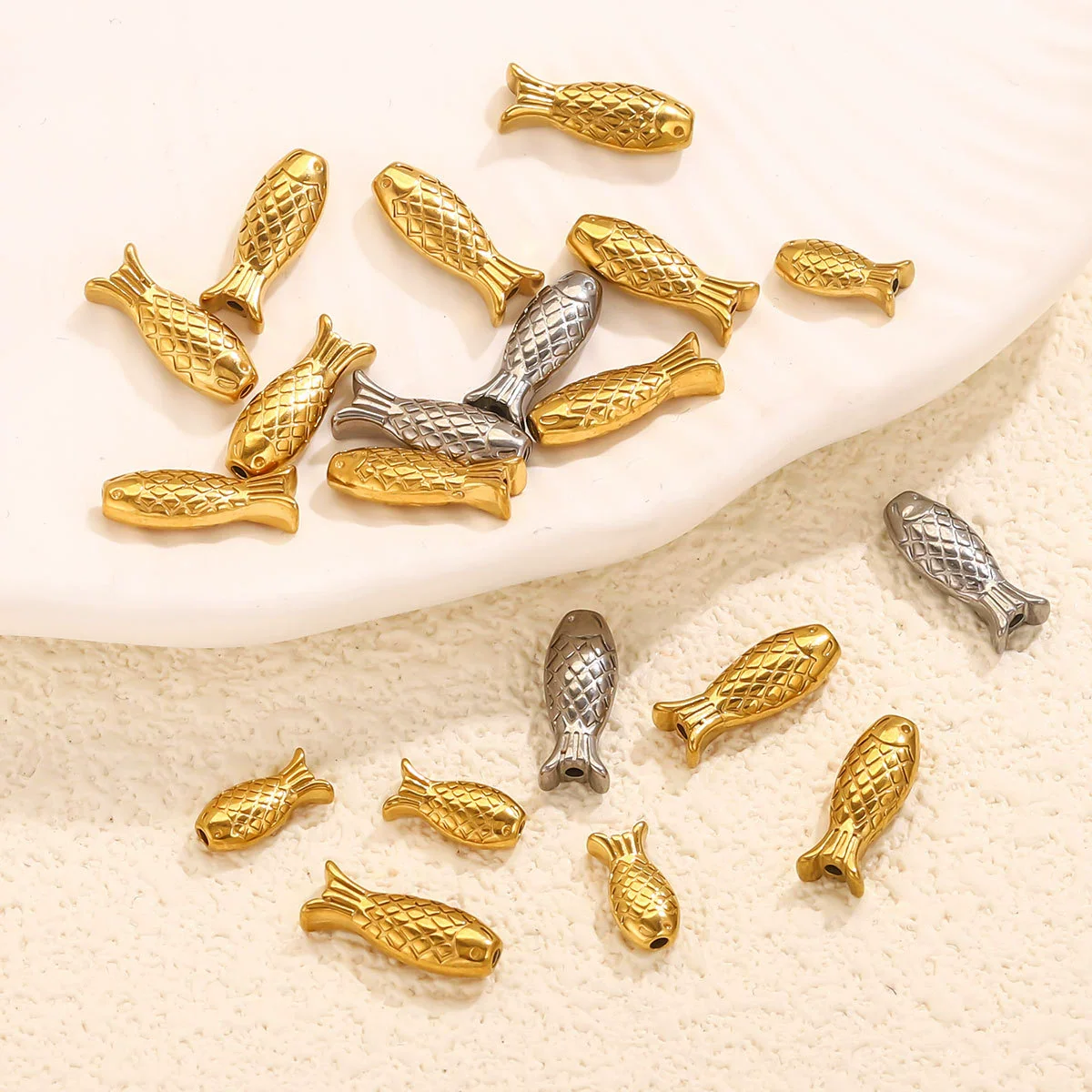 Stainless Steel Goldplated Fish Pattern Spacer Ball Dragon Boat Diy Bracelet Spare Accessories - Image 4