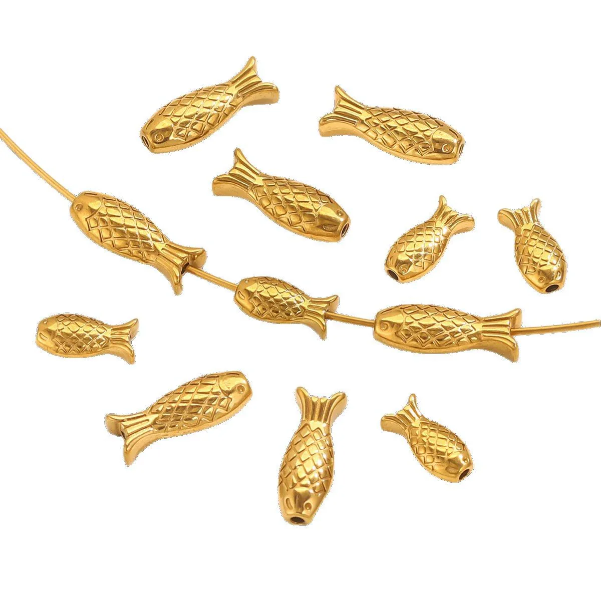 Stainless Steel Goldplated Fish Pattern Spacer Ball Dragon Boat Diy Bracelet Spare Accessories - Image 5