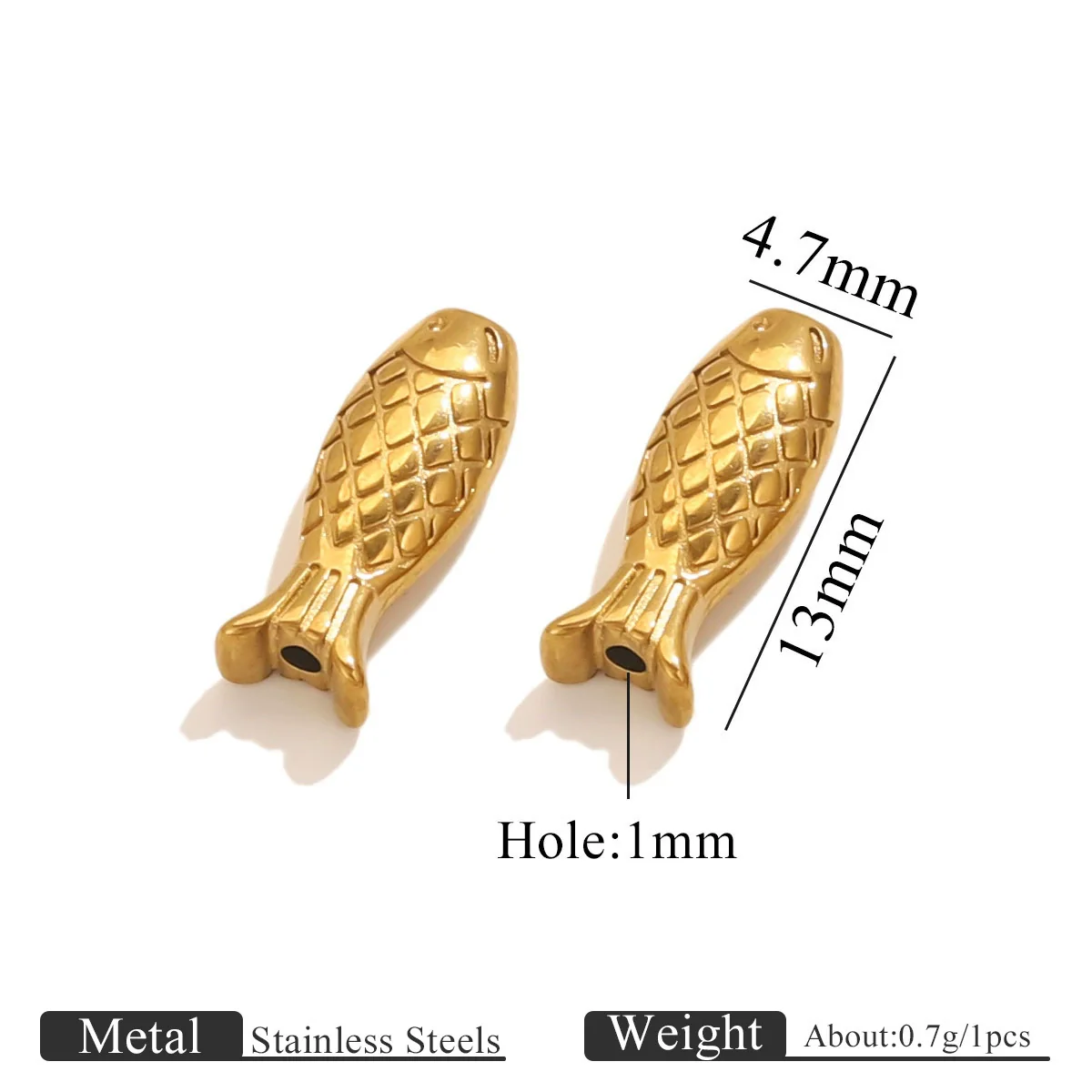 Stainless Steel Goldplated Fish Pattern Spacer Ball Dragon Boat Diy Bracelet Spare Accessories - Image 6