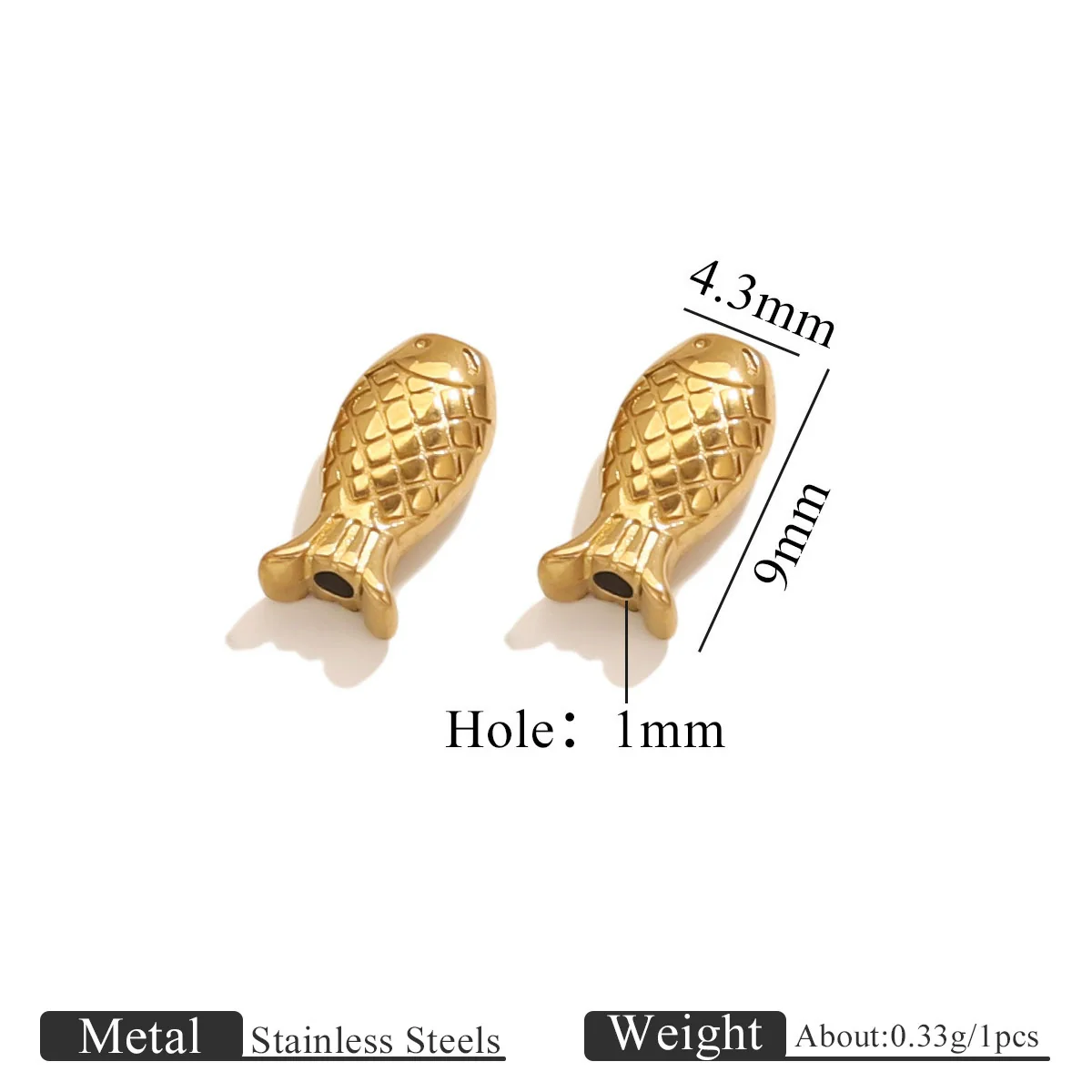 Stainless Steel Goldplated Fish Pattern Spacer Ball Dragon Boat Diy Bracelet Spare Accessories - Image 7