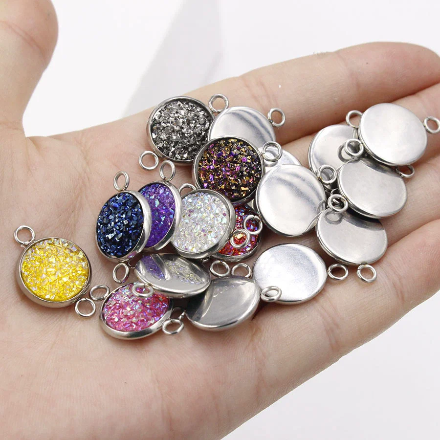 Stainless Steel Gypsophila Double Head Pendant Jewelry Accessories With Electroplating And Geometric Style - Image 3