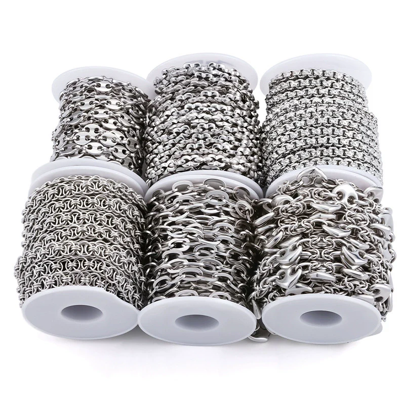 Stainless Steel Handmade Coffee Bean Keel Heart Oval Chain Necklace Bracelet With Electrolytic Brightening - Image 5
