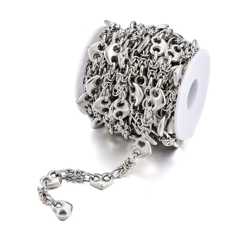 Stainless Steel Handmade Coffee Bean Keel Heart Oval Chain Necklace Bracelet With Electrolytic Brightening - Image 7