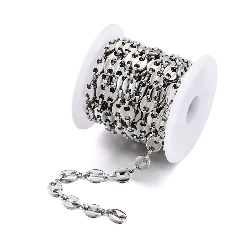 Stainless Steel Handmade Coffee Bean Keel Heart Oval Chain Necklace Bracelet With Electrolytic Brightening - Image 9