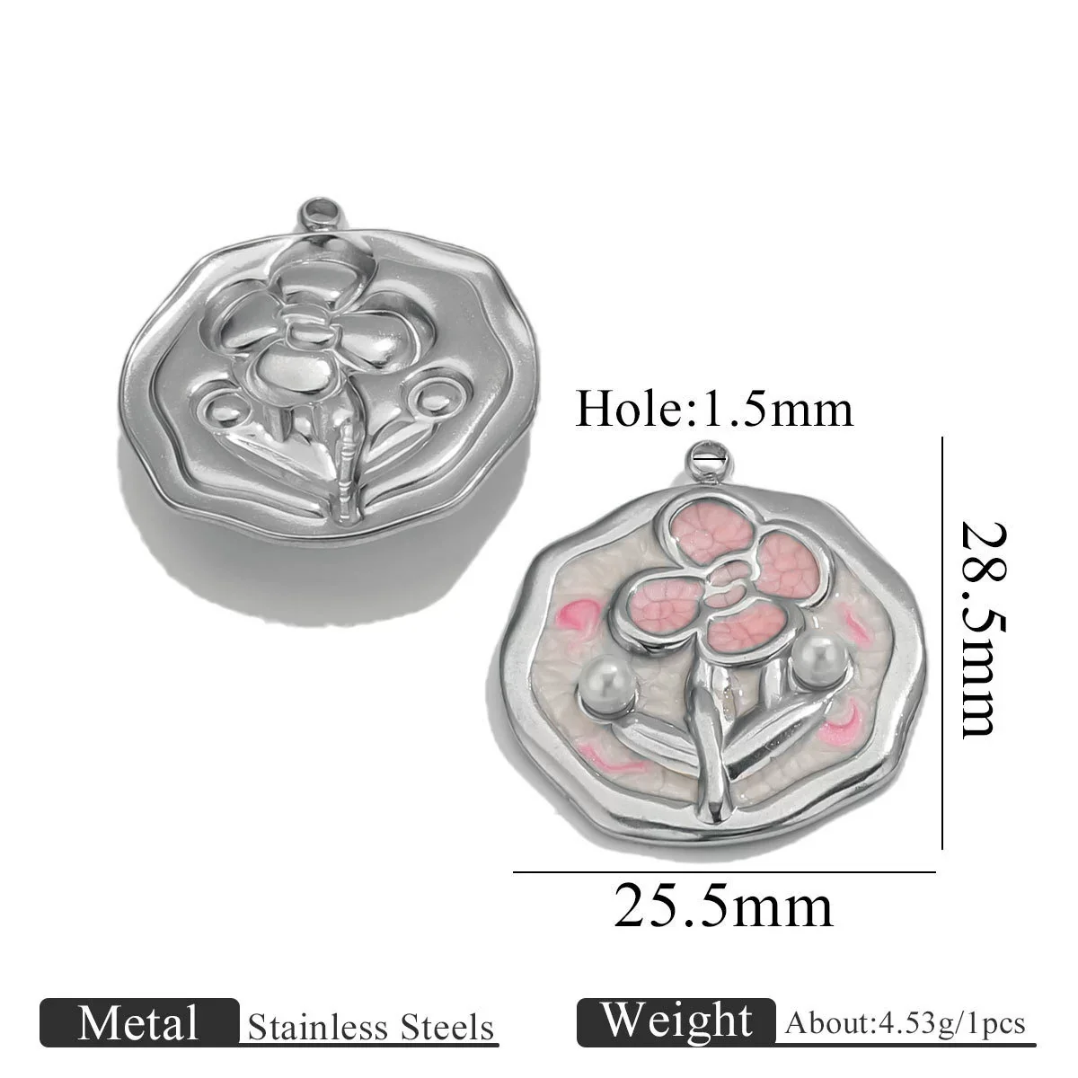 Stainless Steel Handmade Garden Oil Painting Round Wind Pendant Necklace And Bracelet Accessories With Electroplating - Image 14