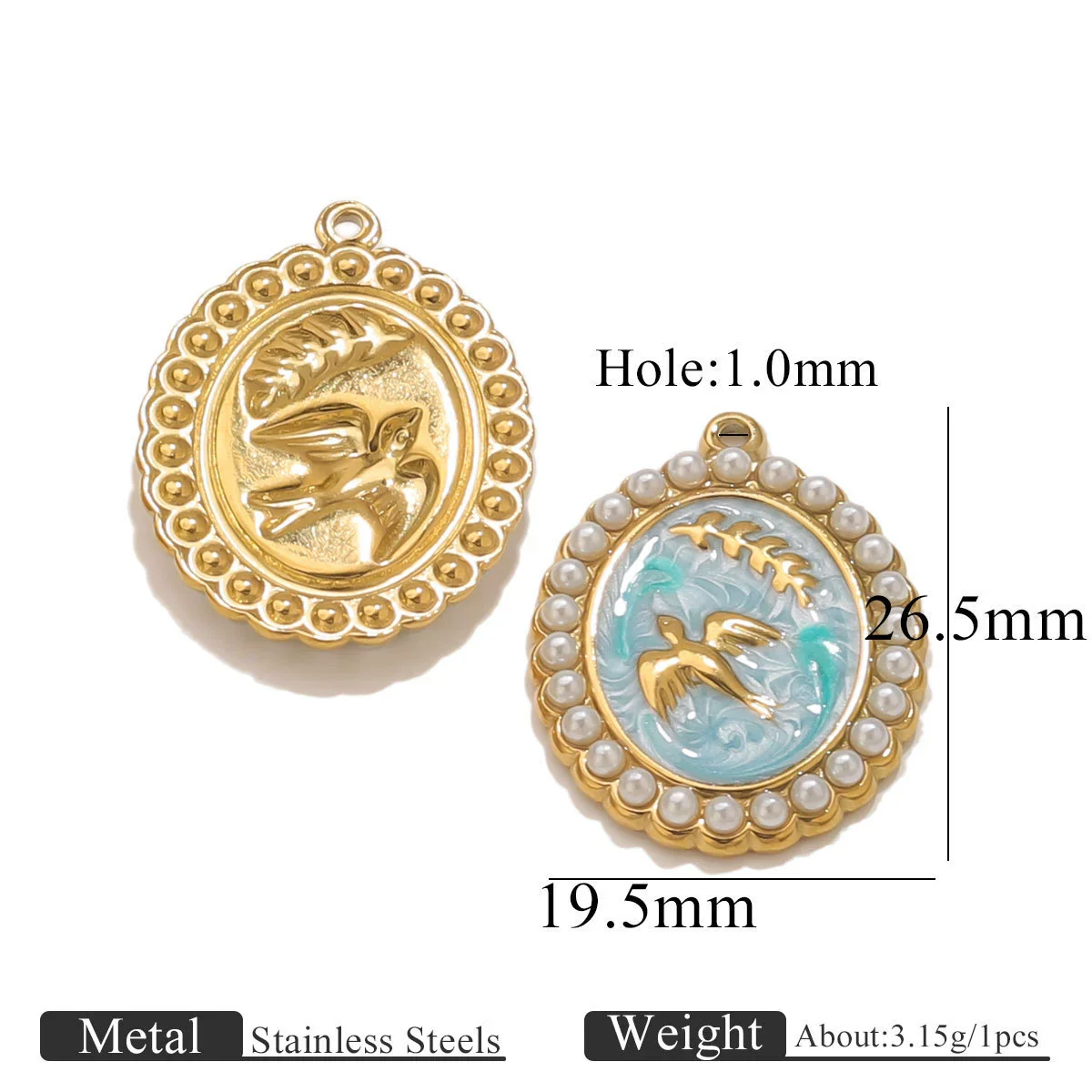 Stainless Steel Handmade Garden Oil Painting Round Wind Pendant Necklace And Bracelet Accessories With Electroplating - Image 16