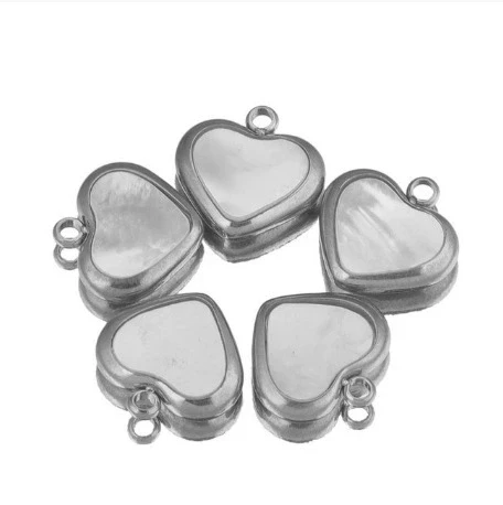 Stainless Steel Handmade Jewelry Accessories Natural Shell Peach Heart Pendant For Necklace And Earrings With Electroplating - Image 6