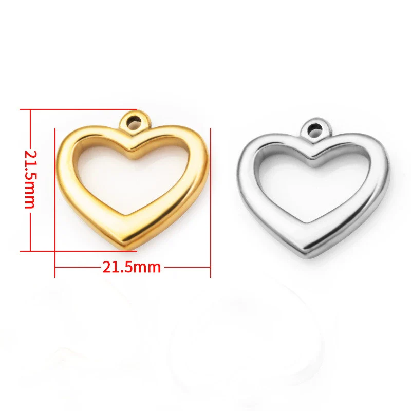 Stainless Steel Heart Cut Out Necklace Pendant Fashion Diy Jewelry Accessories Electroplating - Image 2