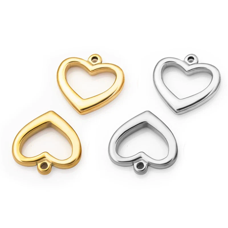 Stainless Steel Heart Cut Out Necklace Pendant Fashion Diy Jewelry Accessories Electroplating - Image 3