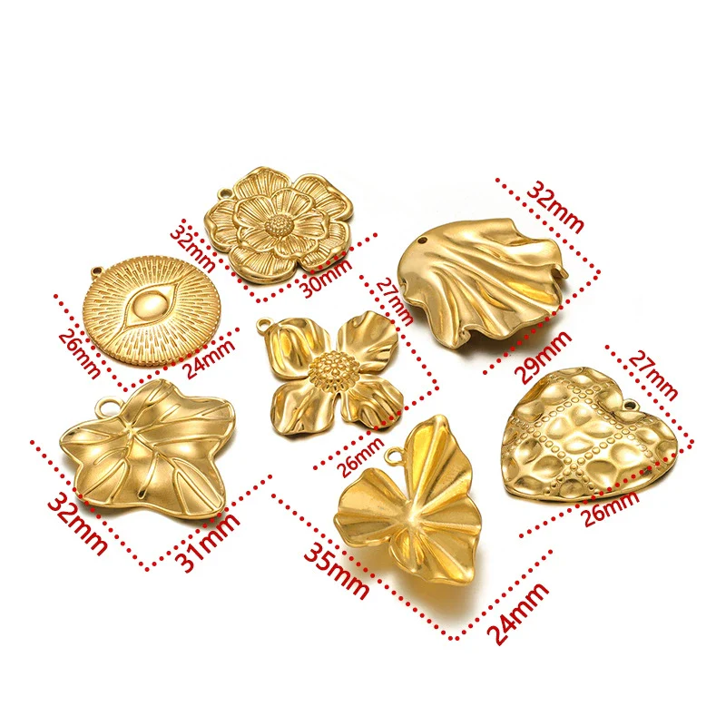 Stainless Steel Heart Leaf Flower Pendant Jewelry For Women With Electroplating Treatment - Image 2