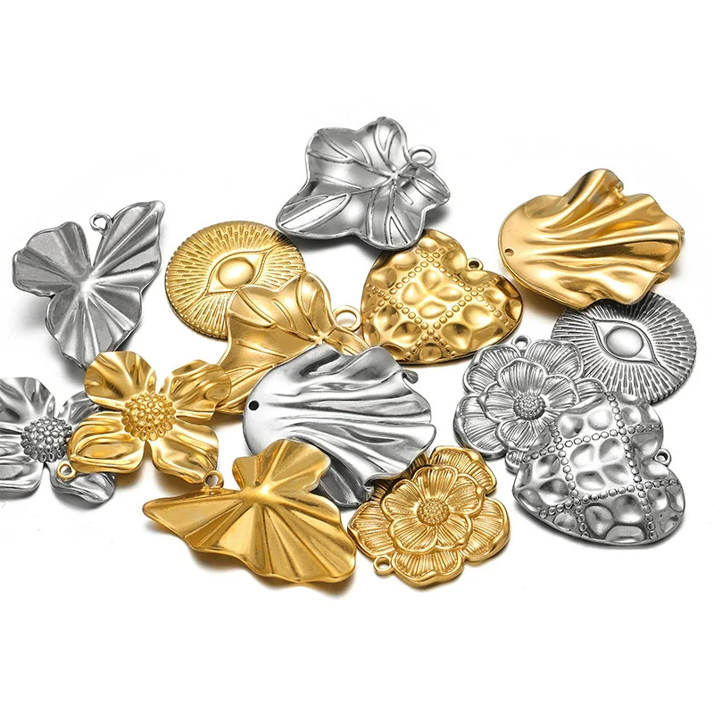 Stainless Steel Heart Leaf Flower Pendant Jewelry For Women With Electroplating Treatment - Image 5