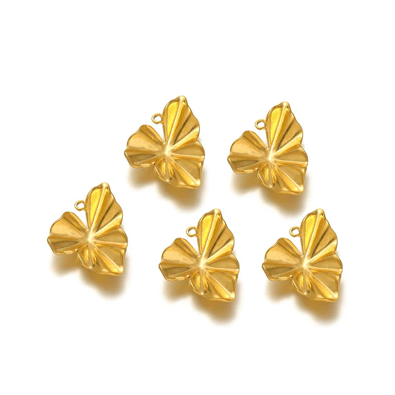 Stainless Steel Heart Leaf Flower Pendant Jewelry For Women With Electroplating Treatment - Image 6