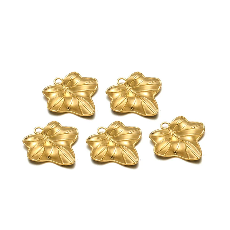 Stainless Steel Heart Leaf Flower Pendant Jewelry For Women With Electroplating Treatment - Image 8