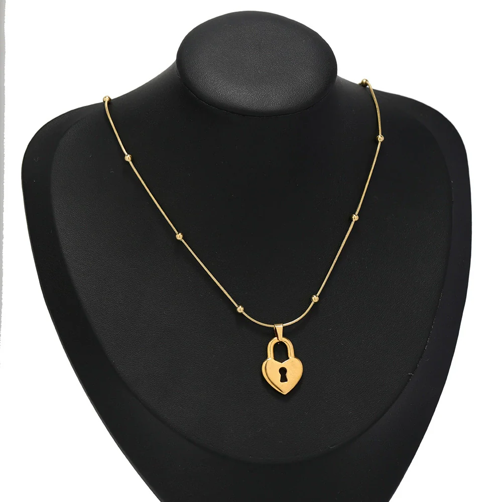 Stainless Steel Heart Lock Hollow Pendant Plated Jewelry Diy Necklace Bracelet Accessory - Image 3