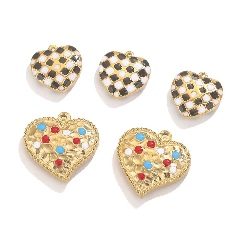 Stainless Steel Heart Love Pattern Electroplated Diy Jewelry Accessories Pendant Earrings Bracelet Necklace