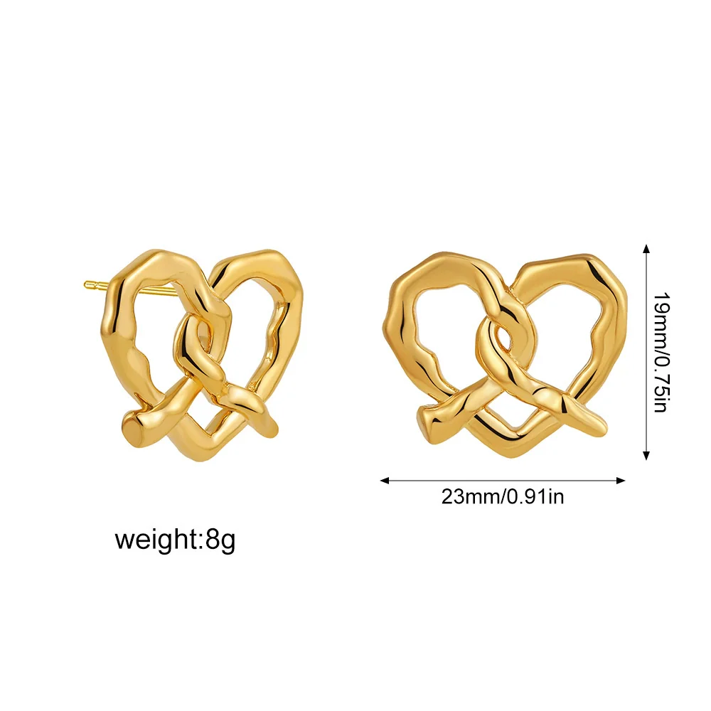 Stainless Steel Heart Pattern Cold Style Electroplated Female Ear Stud Earrings - Image 7