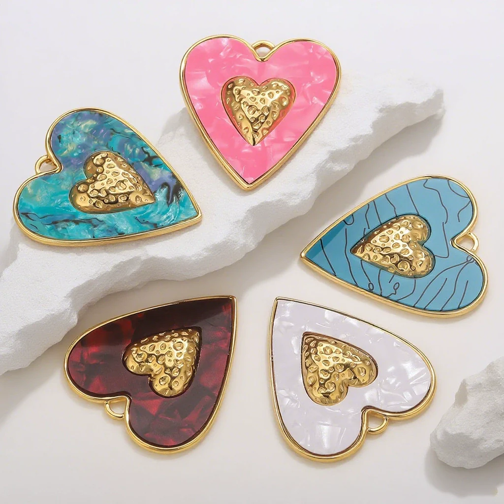 Stainless Steel Heart Pendant Electroplating Jewelry Accessories For Diy Necklace And Bracelet
