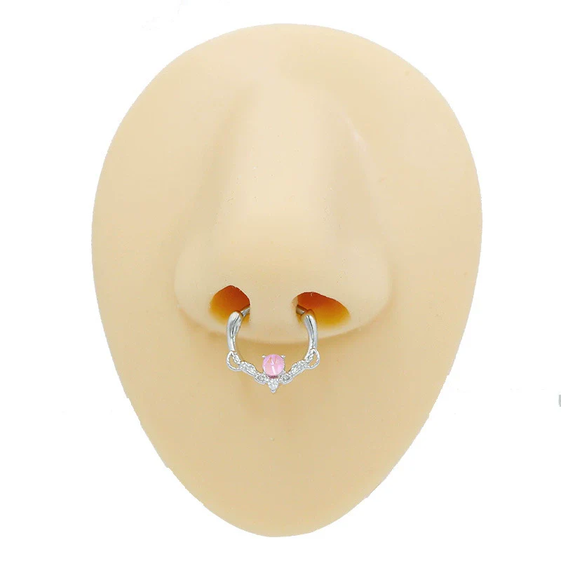 Stainless Steel Heart Shape Minimalist Nose Ring With Diamond Design - Image 4