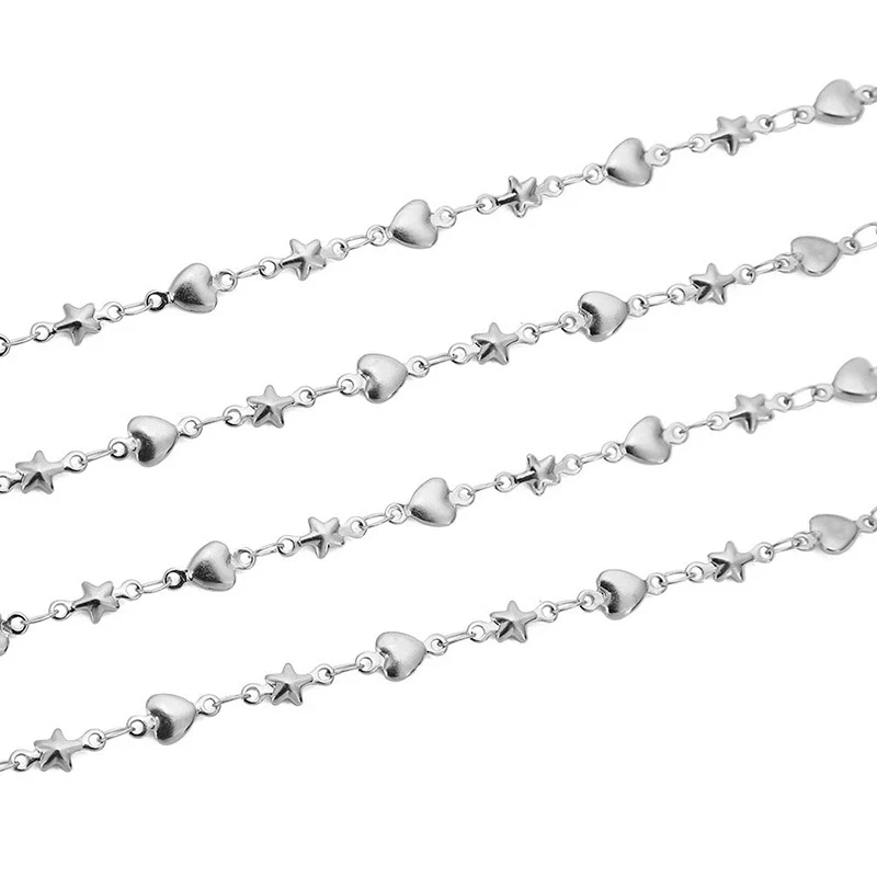 Stainless Steel Heart Shaped Five Pointed Star Handmade Chain Bracelet Accessories With Electroplating - Image 4