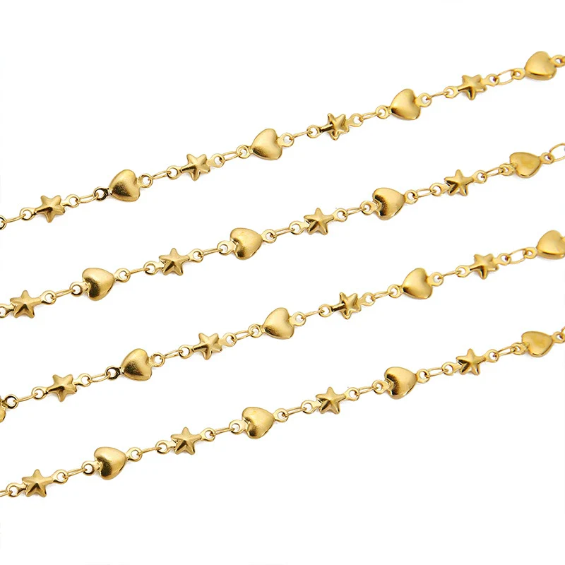 Stainless Steel Heart Shaped Five Pointed Star Handmade Chain Bracelet Accessories With Electroplating - Image 5