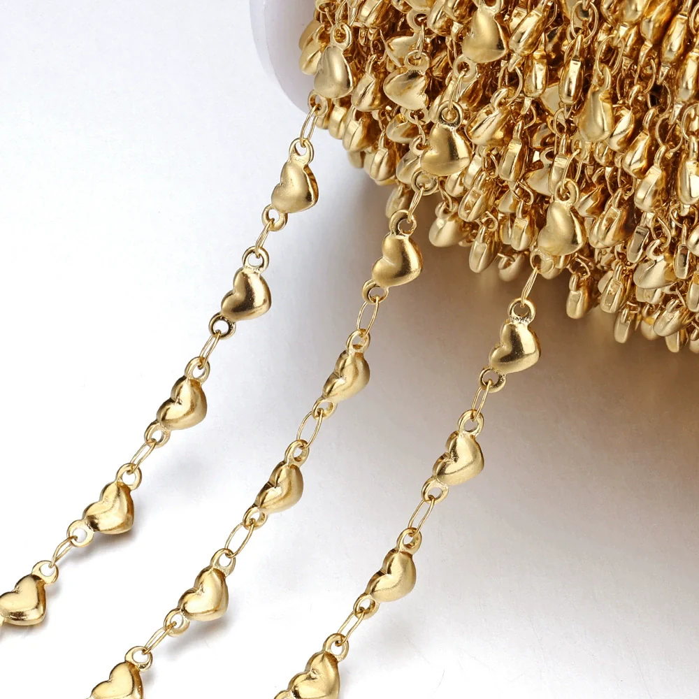 Stainless Steel Heart Shaped Handmade Electroplated Chain Necklace
