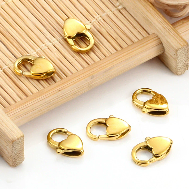 Stainless Steel Heart Shaped Lobster Buckle Vacuum Plated Love Connection Buckle For Necklace And Bracelet Accessories - Image 2