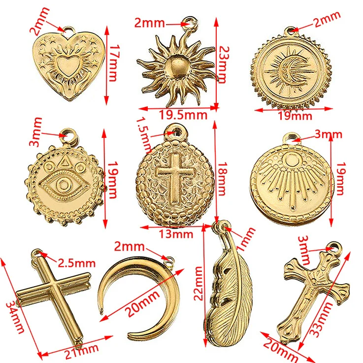 Stainless Steel Heart Shaped Vintage Jewelry Accessories Pendant With Electroplating - Image 2