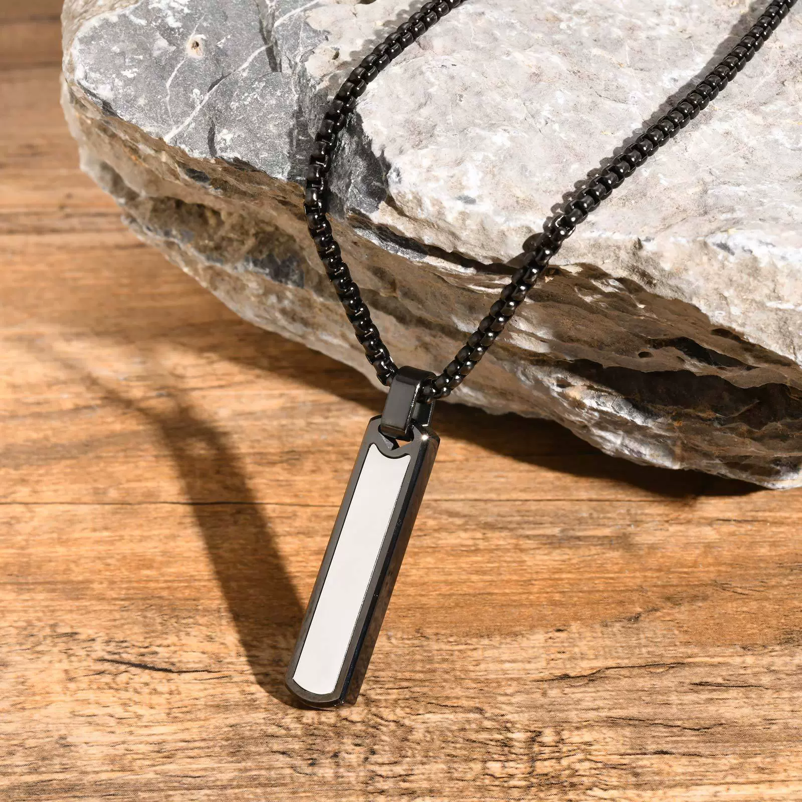 Stainless Steel Hiphop Cylindrical Pendant Necklace For Men Simple Fashion Style - Image 2