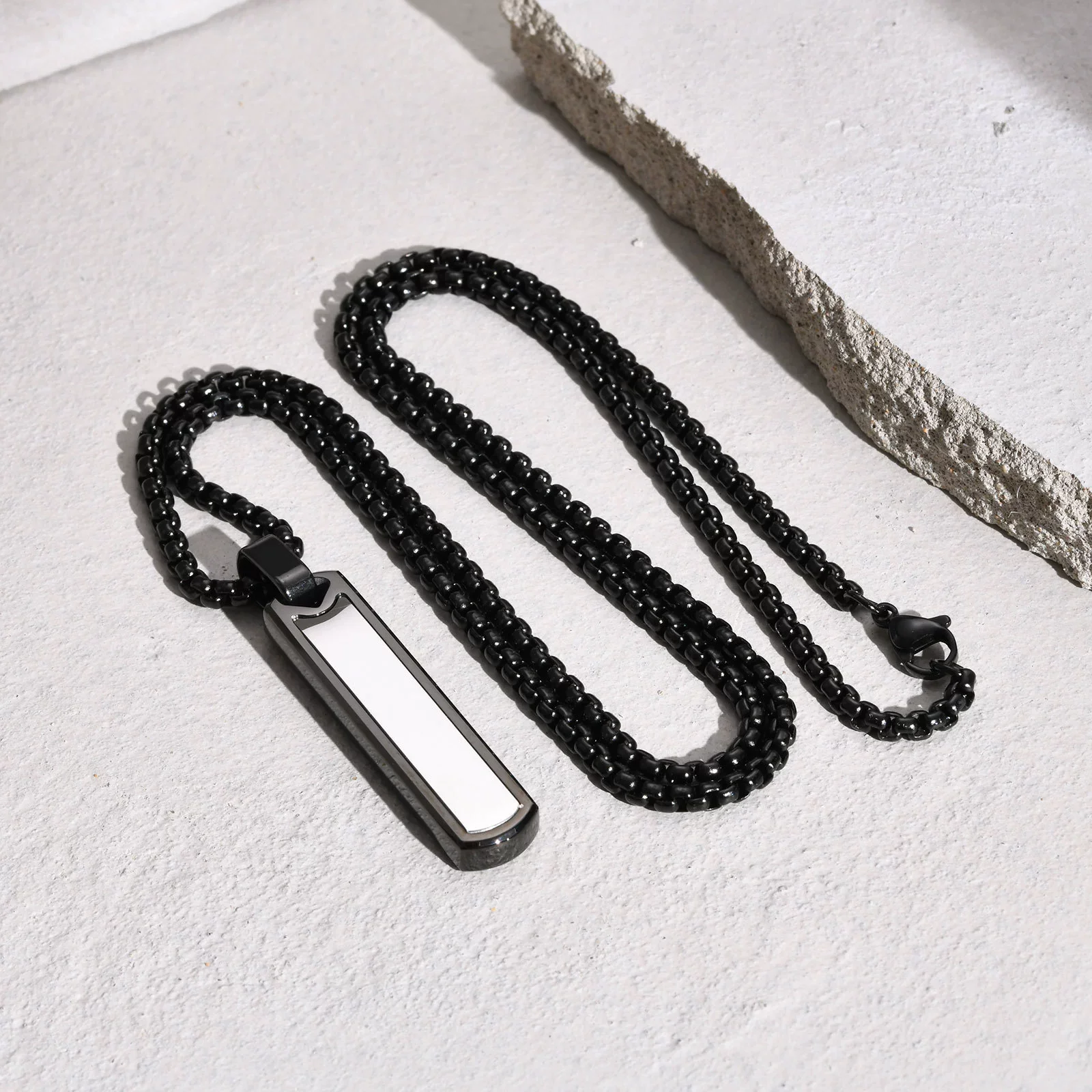 Stainless Steel Hiphop Cylindrical Pendant Necklace For Men Simple Fashion Style - Image 7