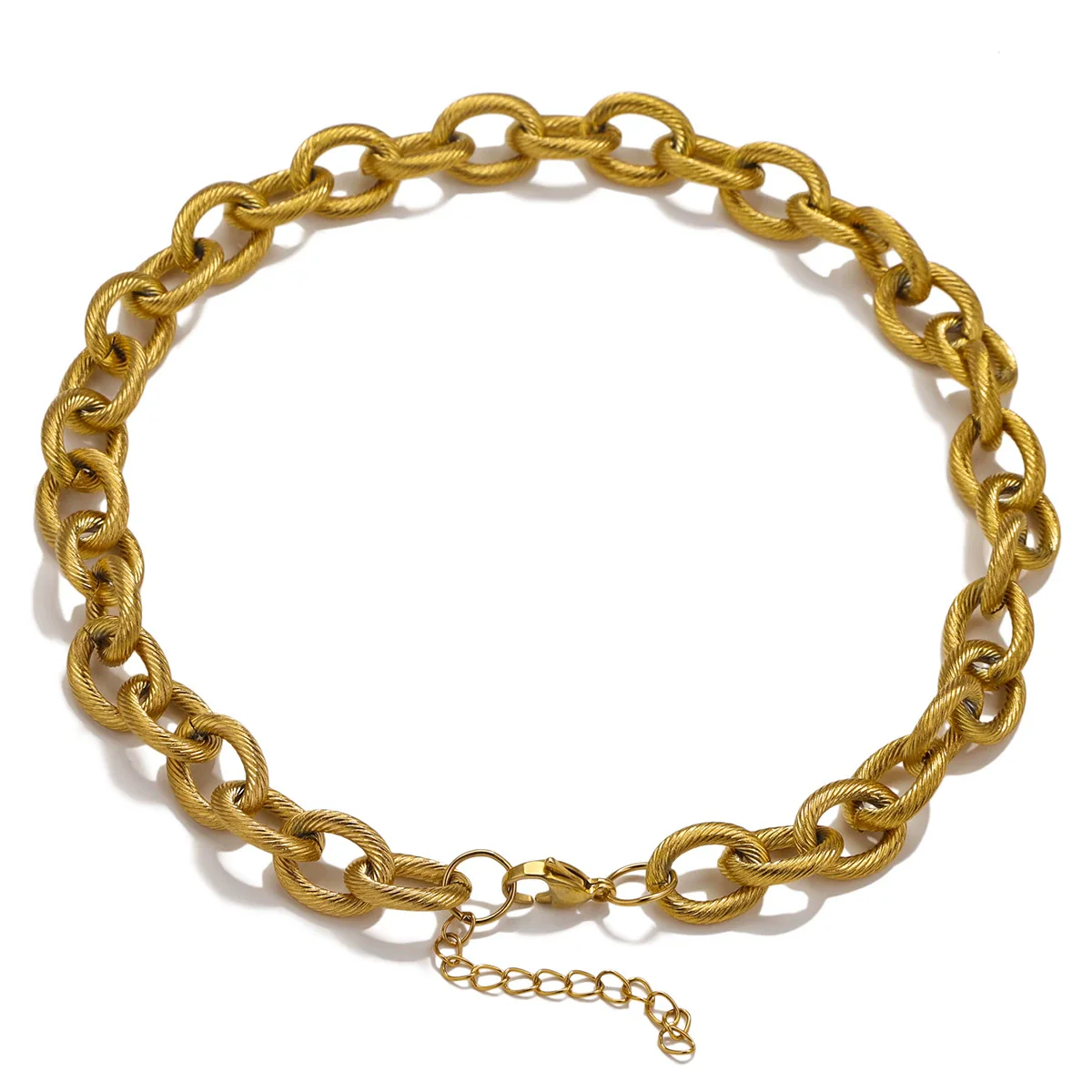 Stainless Steel Hiphop Spiral Ochain Necklace Bracelet Geometric Electroplated Punk Style - Image 2
