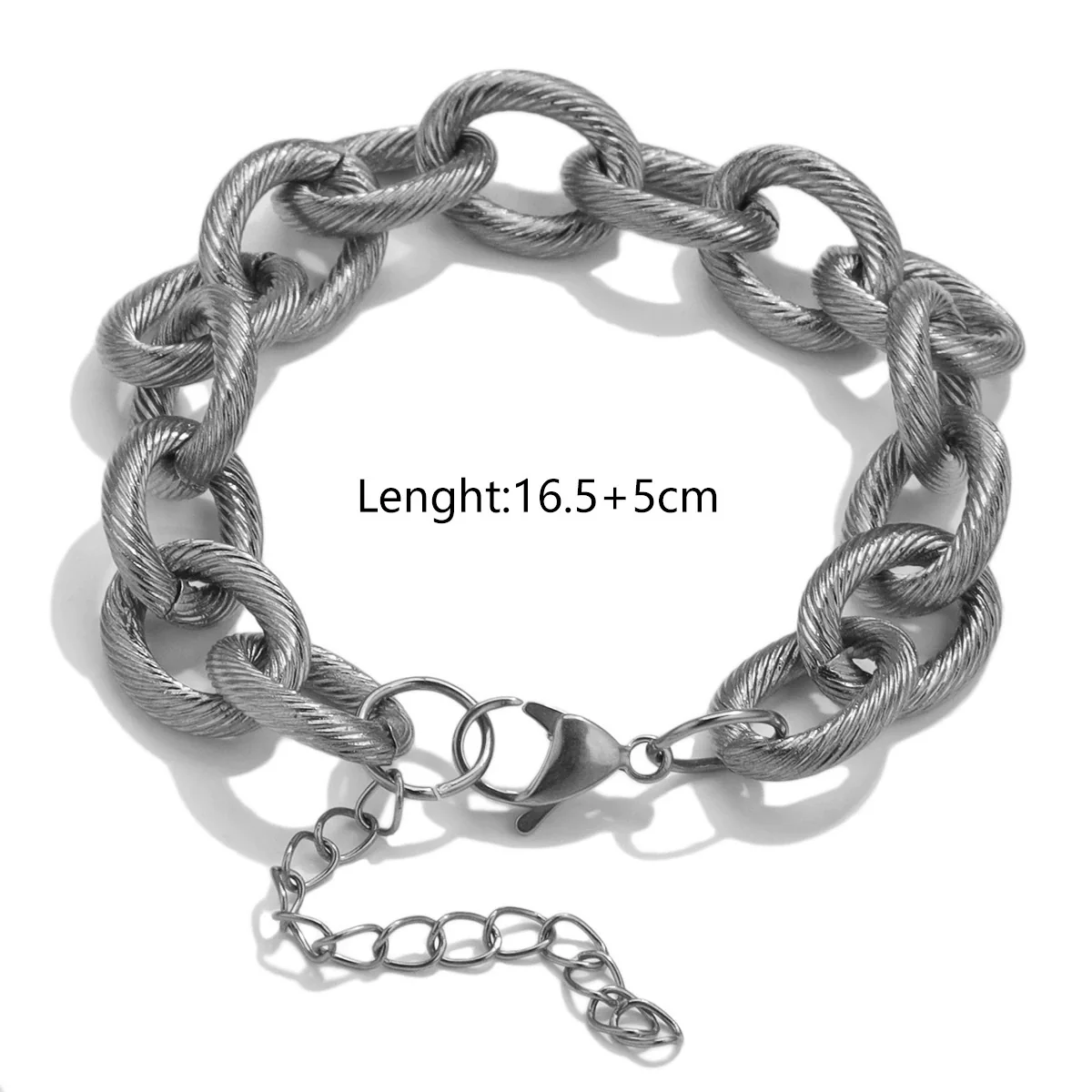 Stainless Steel Hiphop Spiral Ochain Necklace Bracelet Geometric Electroplated Punk Style - Image 6