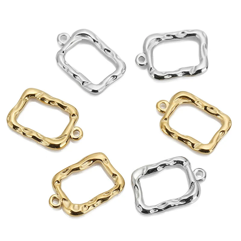 Stainless Steel Hollow Square Jewelry Accessories Sweater Chain Necklace Pendant Earrings With Electroplating - Image 2