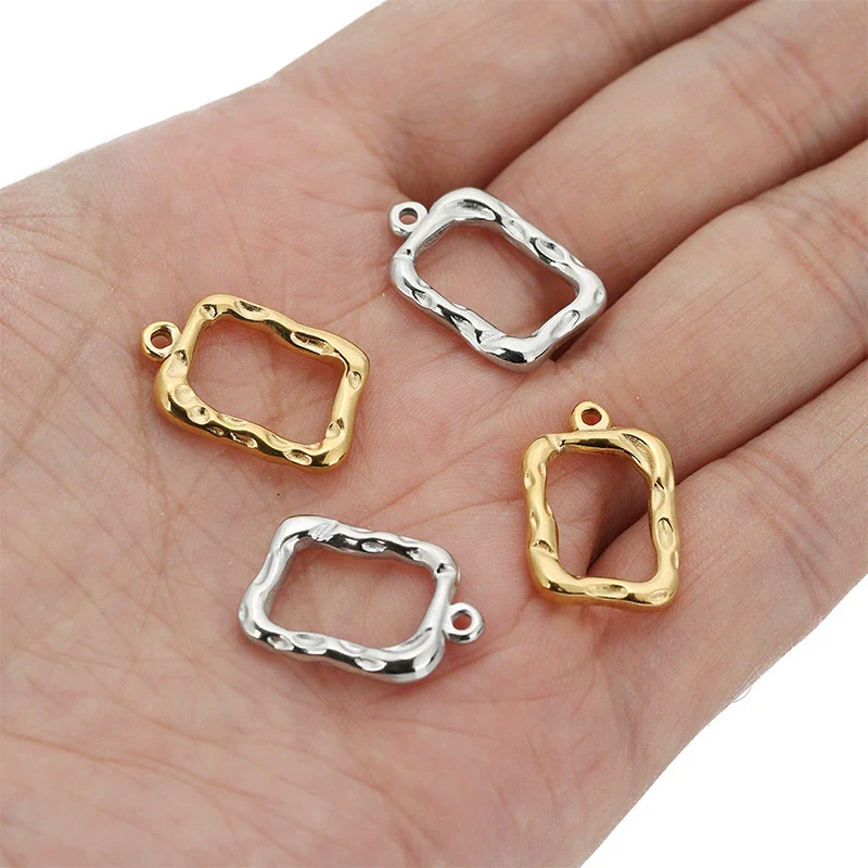 Stainless Steel Hollow Square Jewelry Accessories Sweater Chain Necklace Pendant Earrings With Electroplating - Image 3