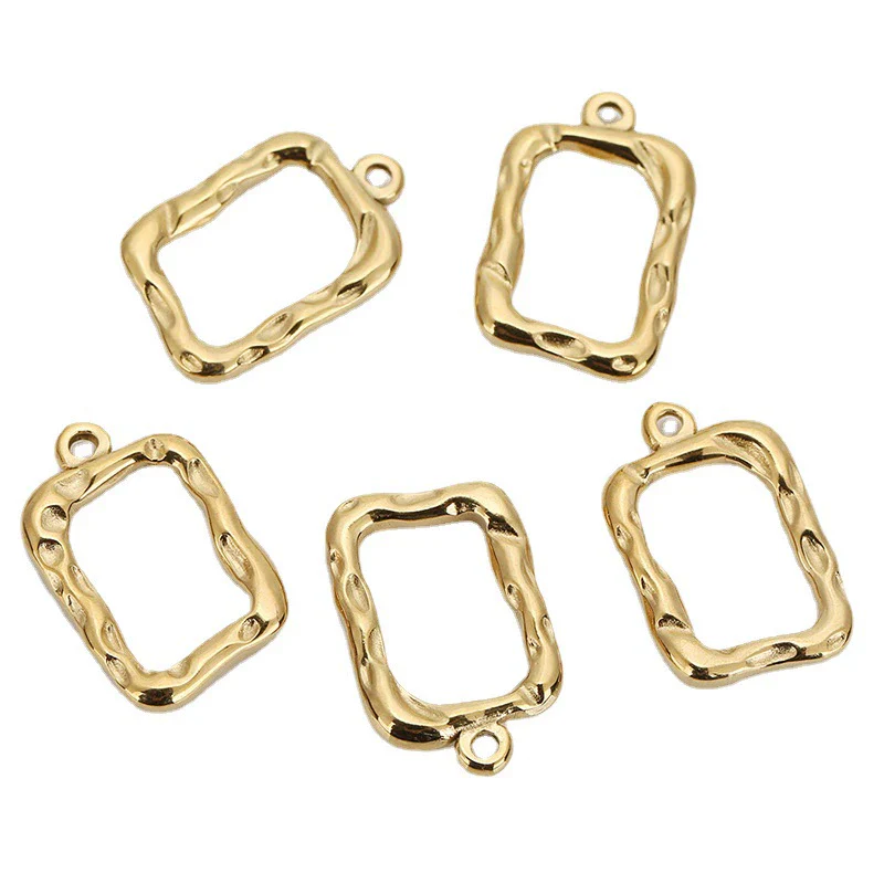 Stainless Steel Hollow Square Jewelry Accessories Sweater Chain Necklace Pendant Earrings With Electroplating - Image 4