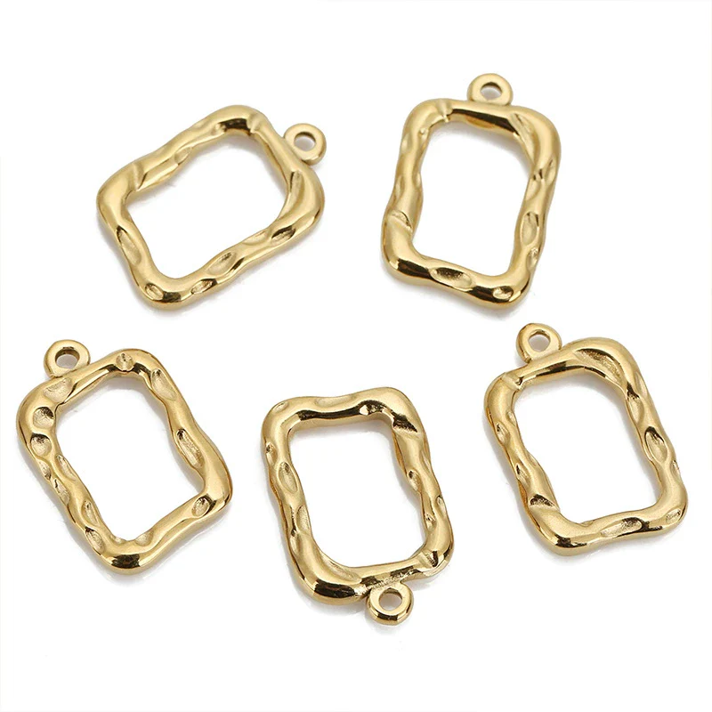 Stainless Steel Hollow Square Jewelry Accessories Sweater Chain Necklace Pendant Earrings With Electroplating - Image 5