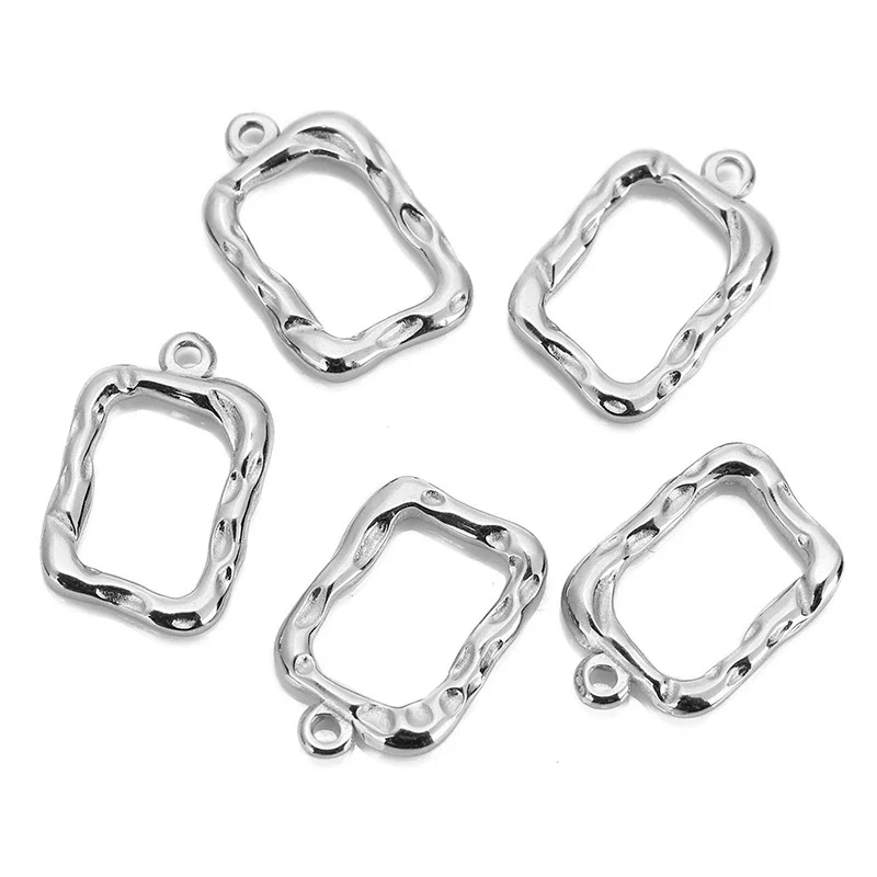 Stainless Steel Hollow Square Jewelry Accessories Sweater Chain Necklace Pendant Earrings With Electroplating - Image 6