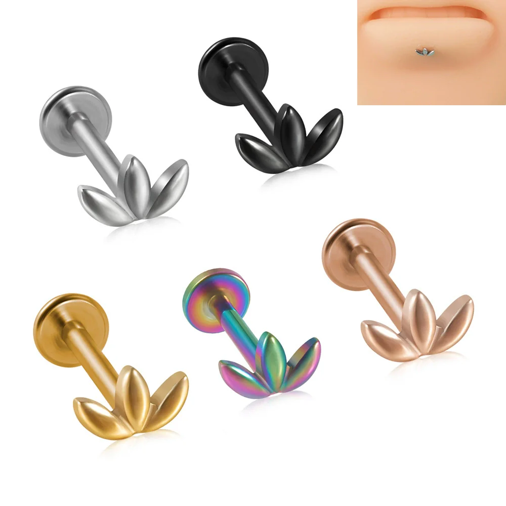 Stainless Steel Horse Eye And Lip Ring With Colorful Gold Electroplating And Leaf Pattern - Image 6