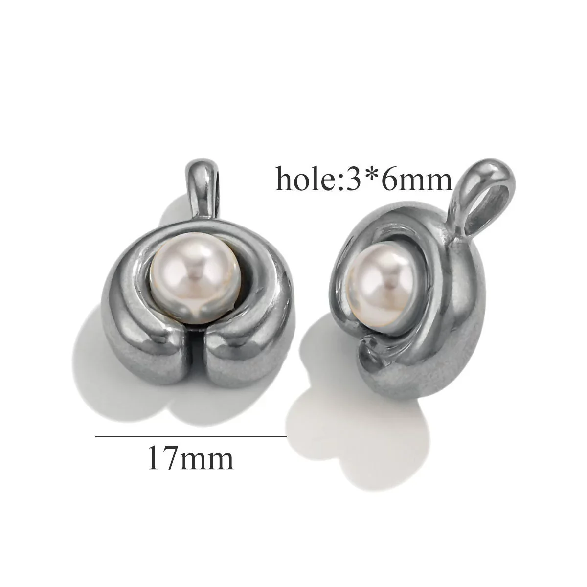 Stainless Steel Imitation Pearl C Shape Pea Shape Pendant Electroplated Diy Necklace Accessories - Image 6
