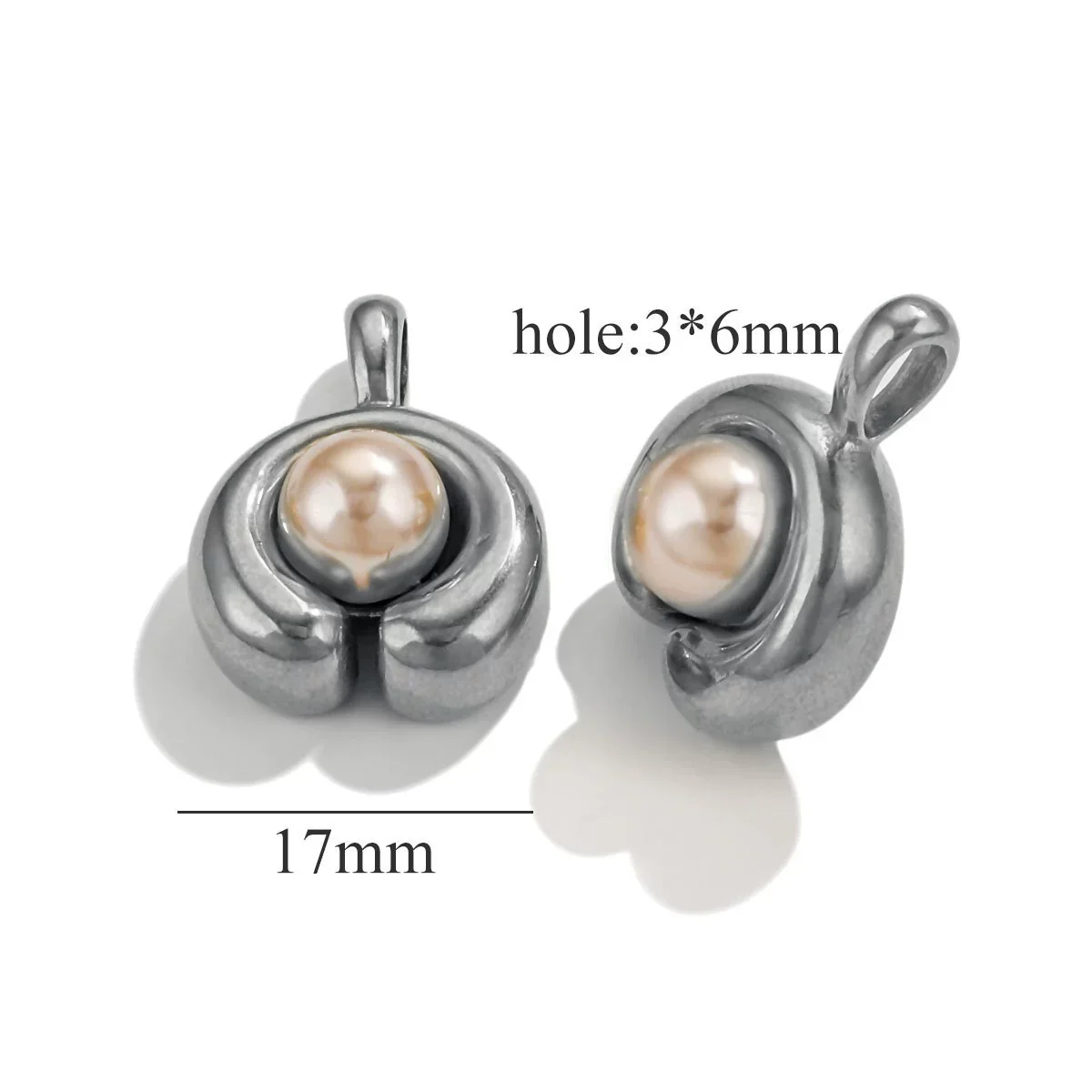Stainless Steel Imitation Pearl C Shape Pea Shape Pendant Electroplated Diy Necklace Accessories - Image 8