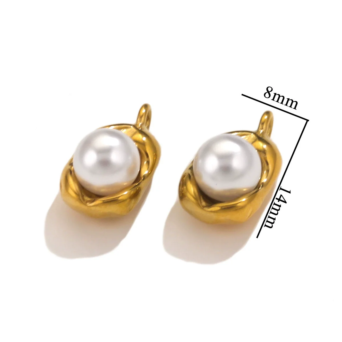 Stainless Steel Imitation Pearl Pea Shaped Pendant Jewelry Accessories With Electroplating - Image 10