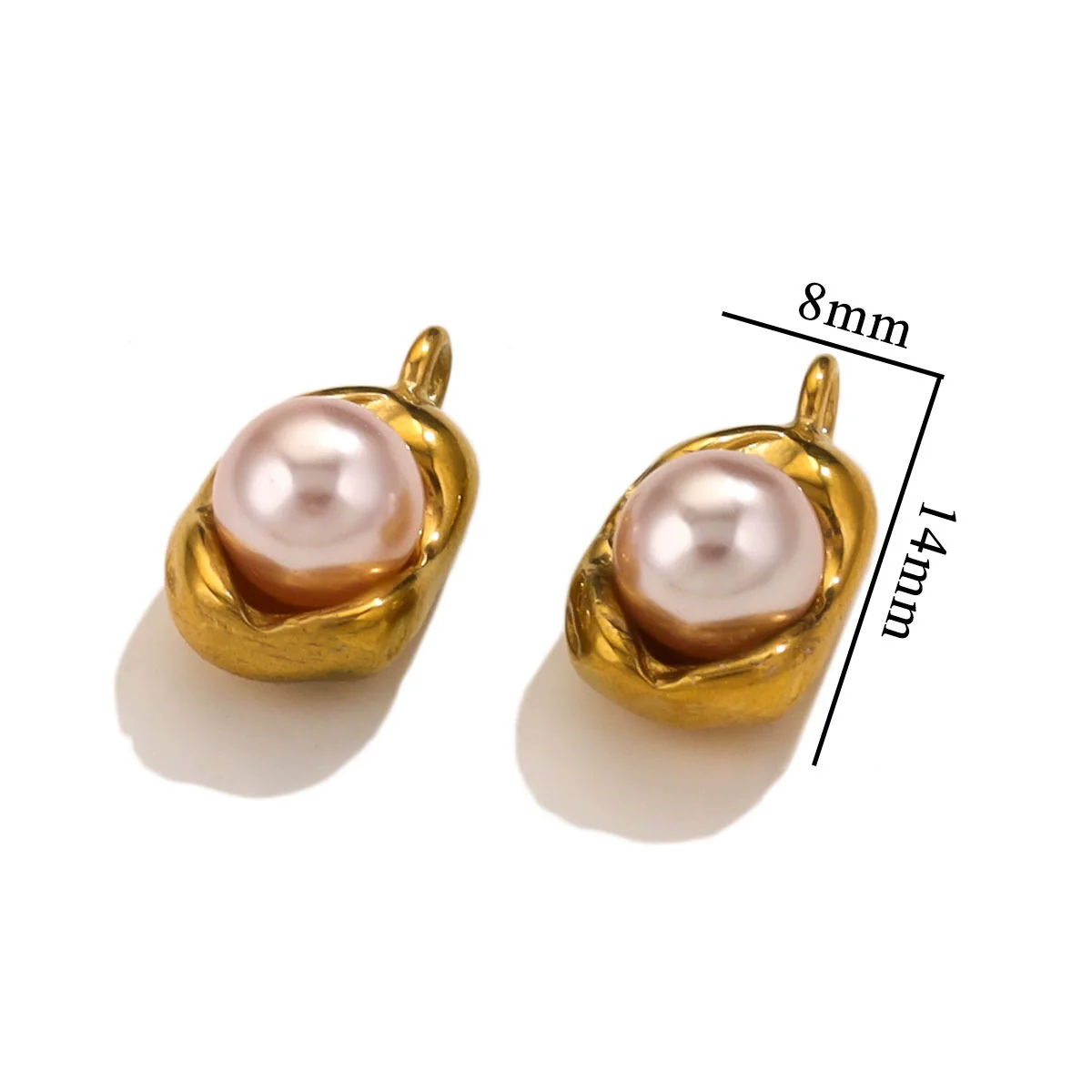 Stainless Steel Imitation Pearl Pea Shaped Pendant Jewelry Accessories With Electroplating - Image 6