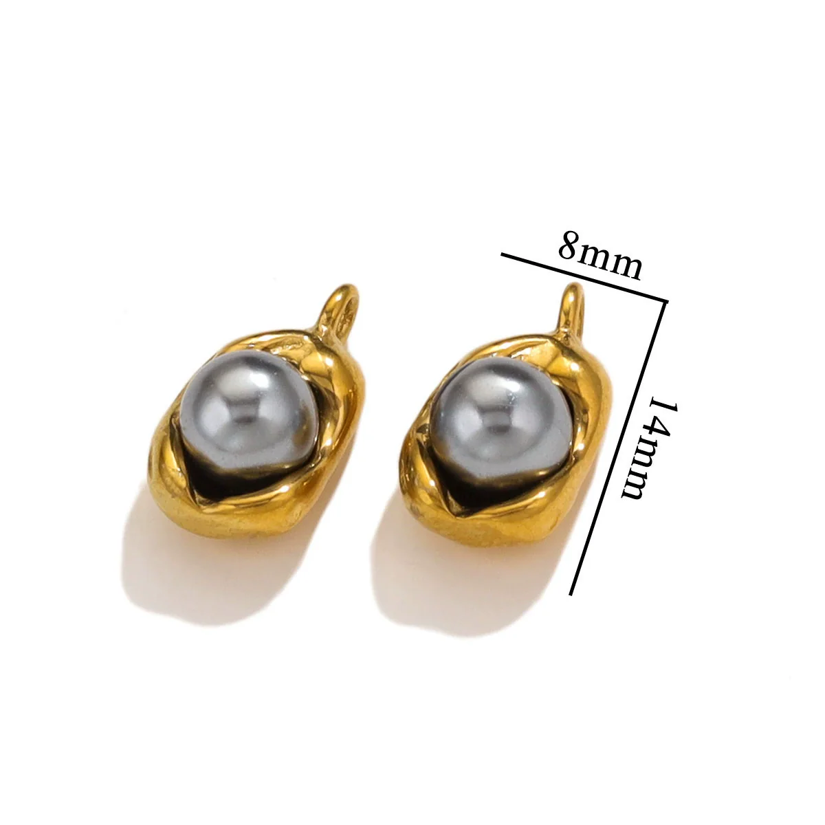 Stainless Steel Imitation Pearl Pea Shaped Pendant Jewelry Accessories With Electroplating - Image 7