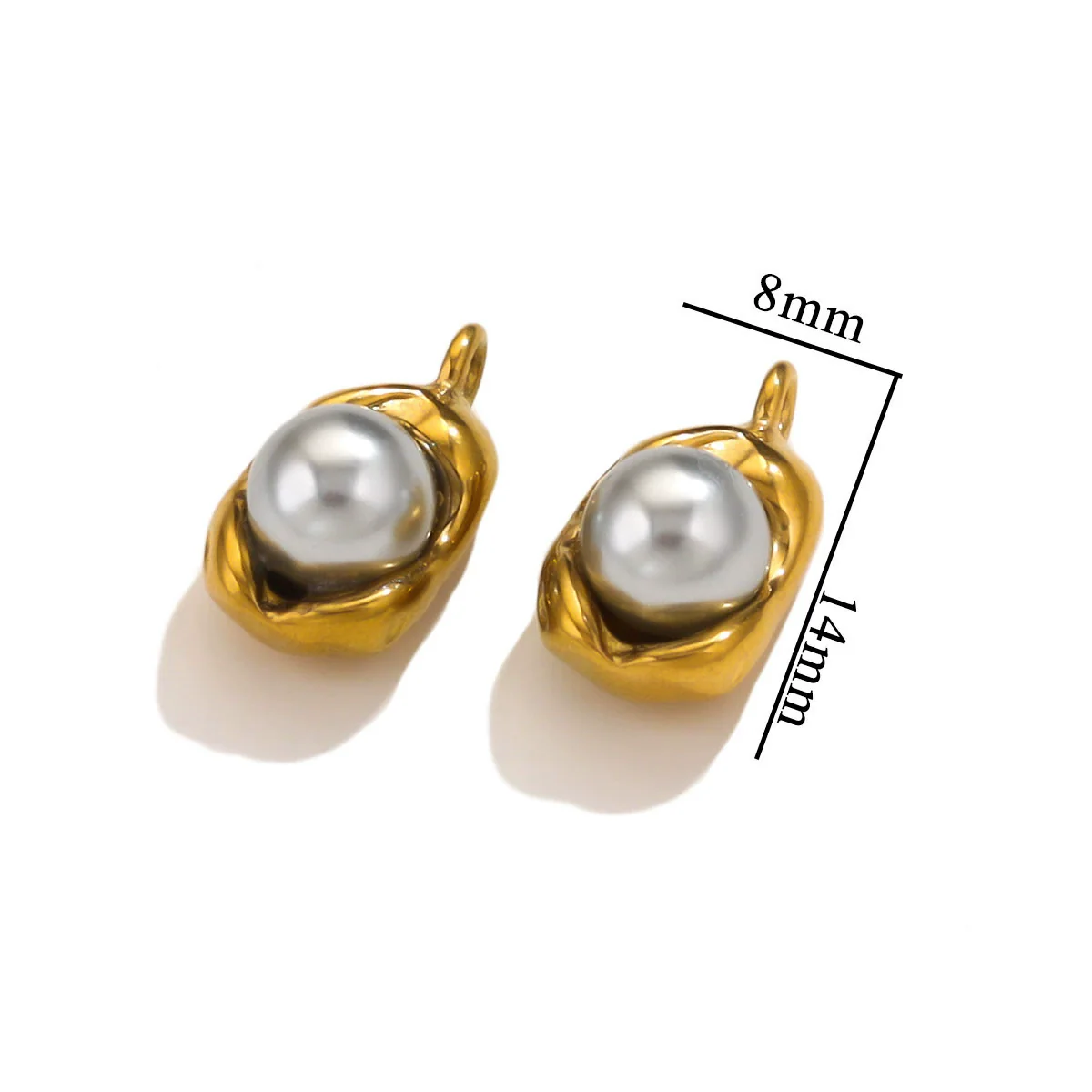 Stainless Steel Imitation Pearl Pea Shaped Pendant Jewelry Accessories With Electroplating - Image 9