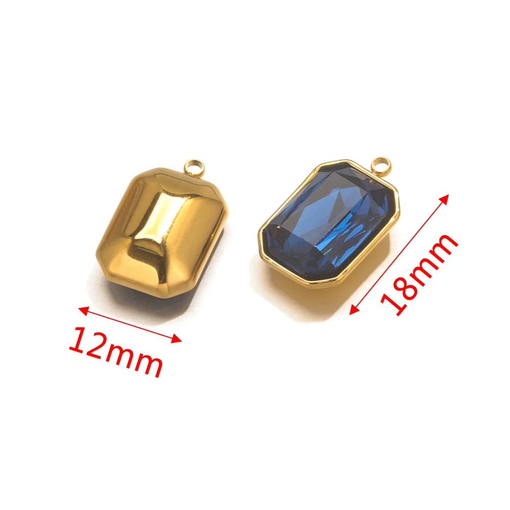 Stainless Steel Inlaid Topaz Sea Blue Gem Titanium Steel Ellipse Pendant Necklace With 18K Gold Vacuum Color Retention Plating - Image 2